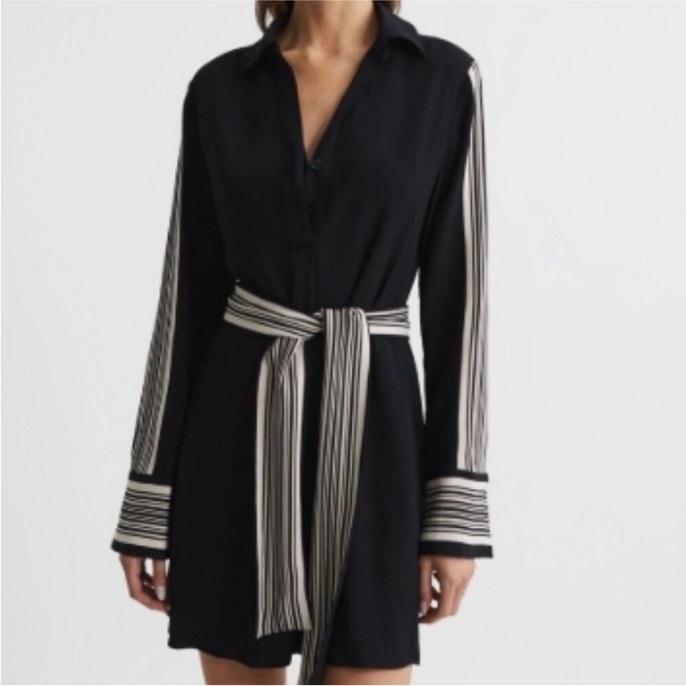 Reiss freya striped detail Long Sleeve Dress